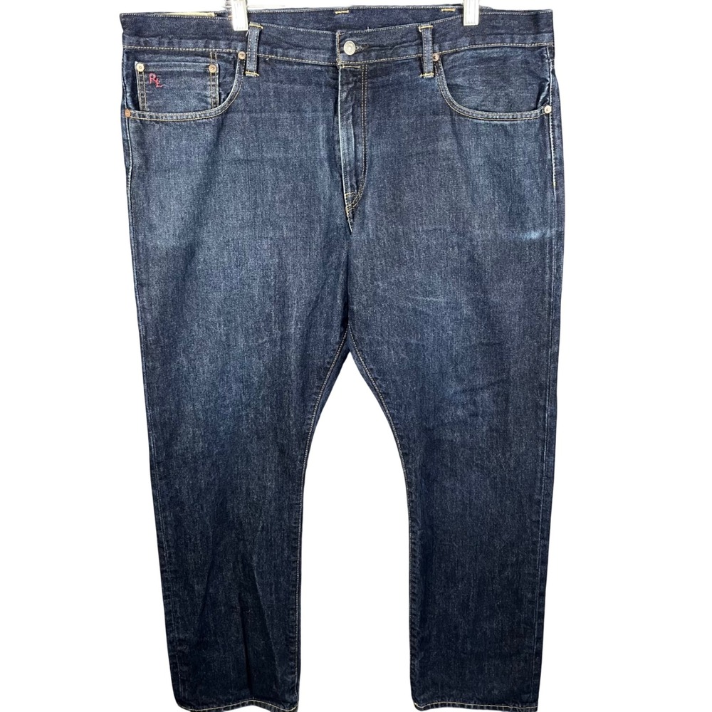 Polo Ralph Lauren Selvage Jeans Mens 42 Dark Wash Straight Authentic Dungarees